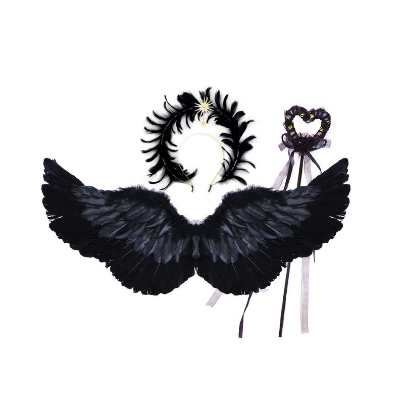 Angel Wing Back Decoration Adult Children Halloween Role-Playing Props Sun God Pope Golden Feather Hair Accessory Costume