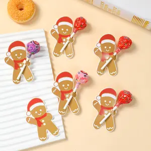 New Christmas Gingerbread Man Lollipop Holder Card Merry Christmas Decoration 2025 Navidad Natal Xmas Candy Decor Card New Year 2026 Gifts
