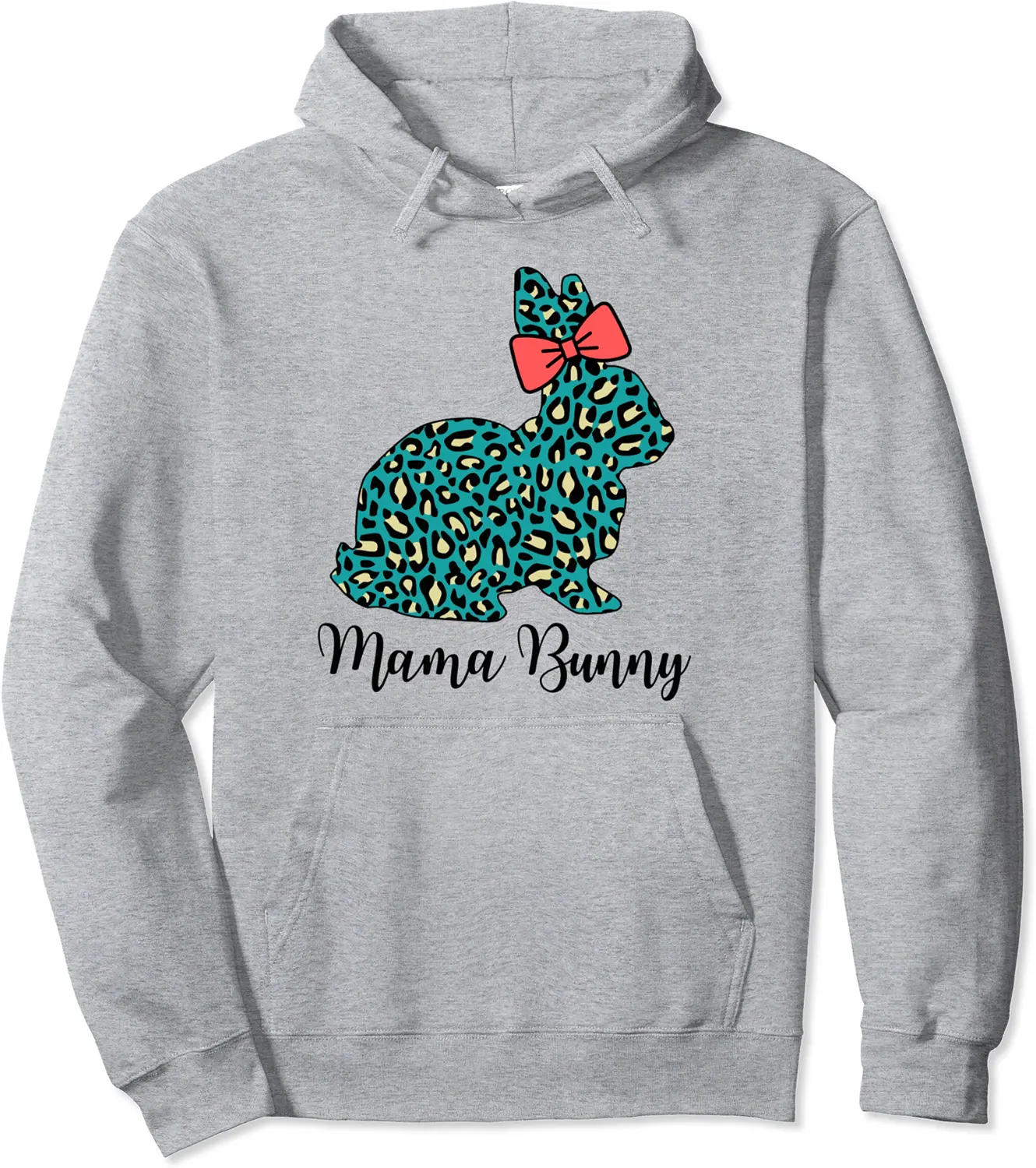 Easter Bunny Bow Leopard Turquoise Easter Women Mama Bunny Pullover Hoodie - Keithhodges Shop 57B0BX6YG5ST
