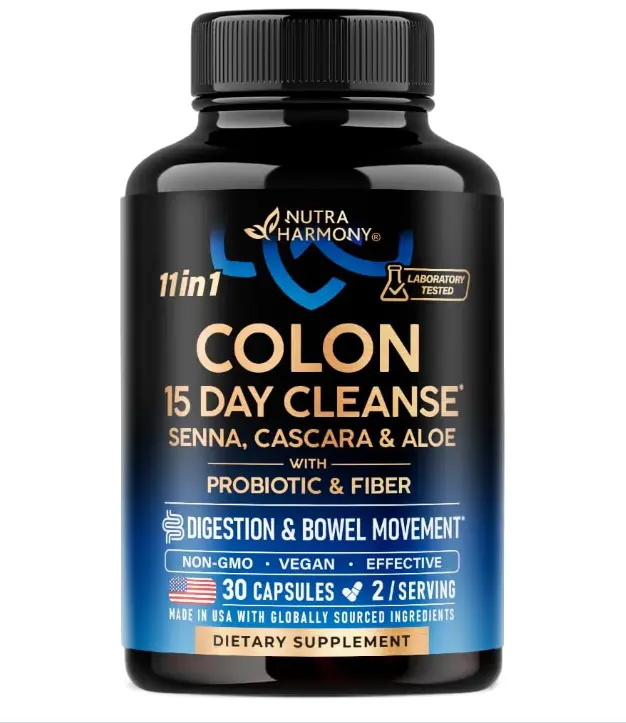 Colon Cleanse - 15 Day Cleanse for Women & Men - Senna | Cascara | Garcinia Cambogia | Probiotics & Fiber - Digestion & Detox - Debloating & Bowel Movement - Natural & Vegan - 30 Capsules