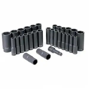 212 MAIN 30-Piece Impact Socket Set, 0.50 in. Drive, SAE and Metric Deep Socket Wrench Set, Alloy Steel High-Torque Hand Tool