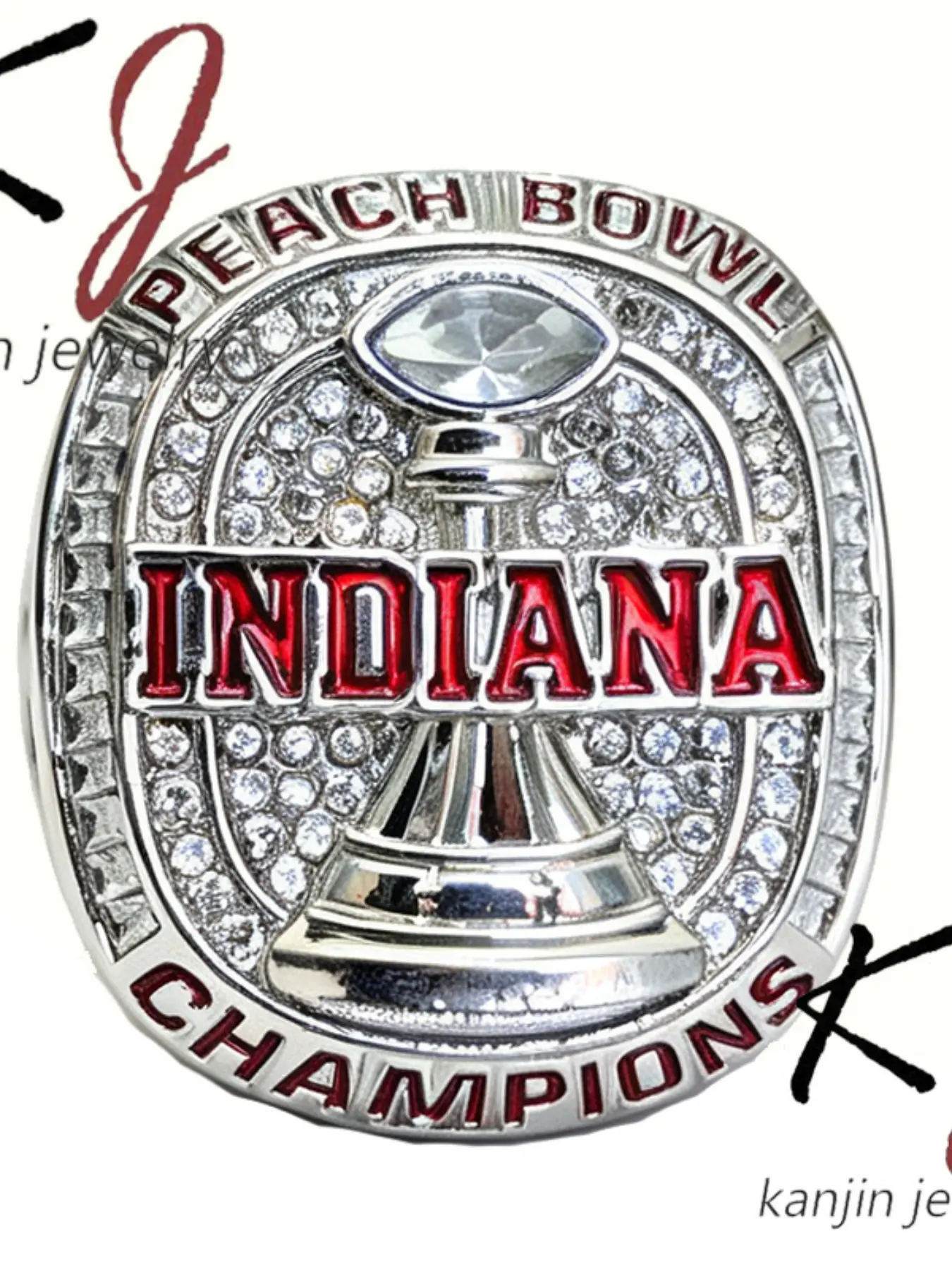 Ncaa-2026 Indiana Hoosiers Football Peach Bowl Champion Ring, Memorial Ring, Fan Gift, Sporty Style, Alloy Material, All Seasons, Beautiful