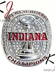 Ncaa-2026 Indiana Hoosiers Football Peach Bowl Champion Ring, Memorial Ring, Fan Gift, Sporty Style, Alloy Material, All Seasons, Beautiful