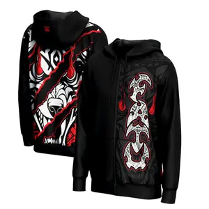 Jacob Fatu Claw Mark Black Full Zip Hoodie, WWE Wrestling Jacket, Wild Samoa Tribal Streetwear, Hardcore Energy Fan Gift, Bloodline Enforcer Gear