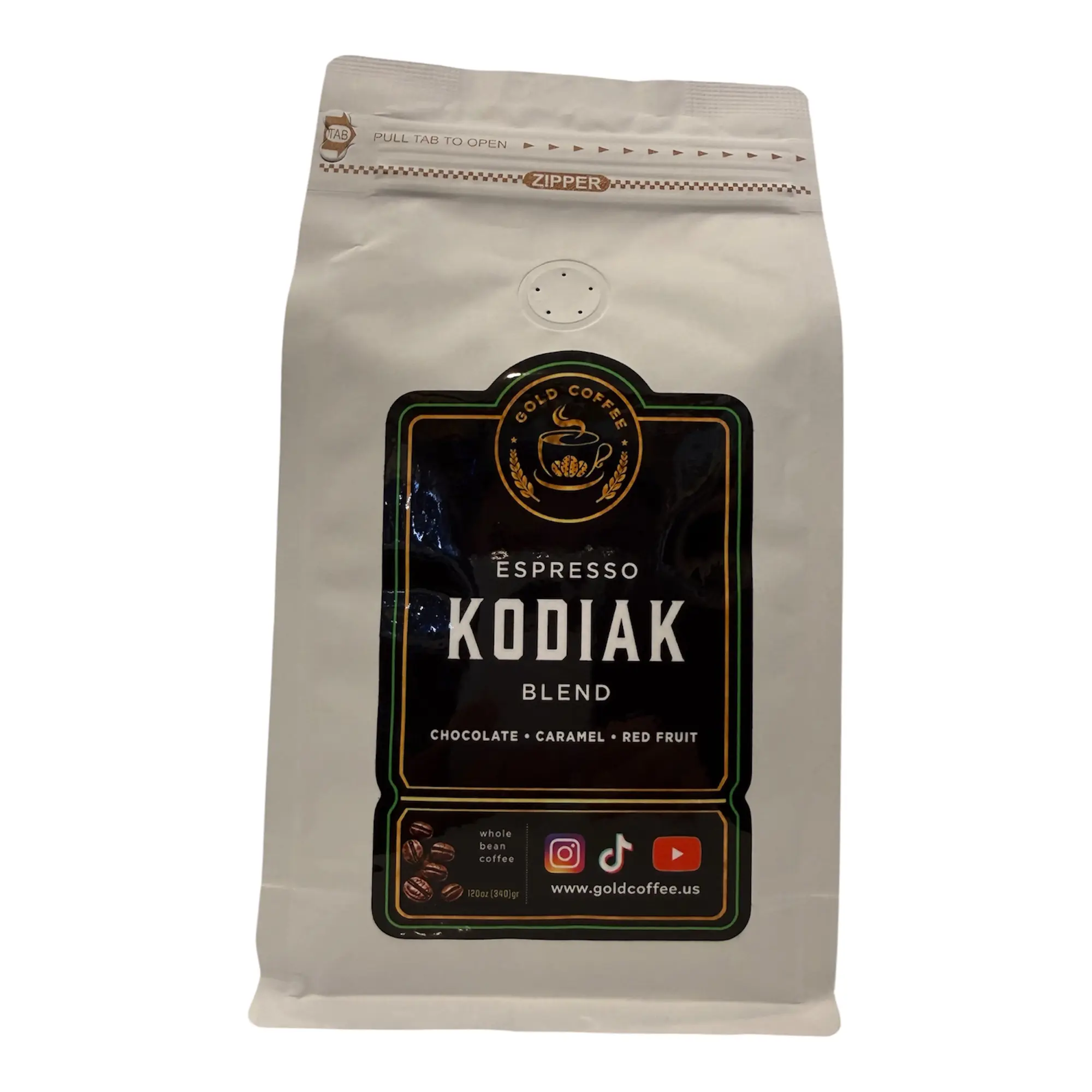 Gold coffee espresso kodiak blend
