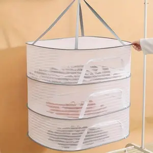 Foldable 3-Layer Herb Drying Rack, Hanging Mesh Dryer Net for Plant Buds, Fruit, Vegetable, Flower, Fish, Clothing