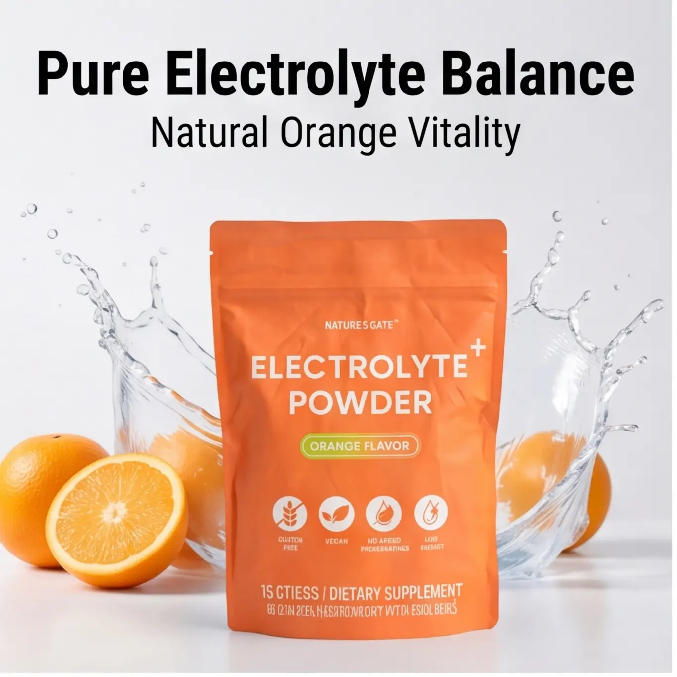 Natural Orange Flavor Electrolyte Supplement Powder (15 Sticks) with Vitamin-Infused Core Formula, Rapidly Replenishes Water, Sodium & Magnesium for Refreshing Hydration