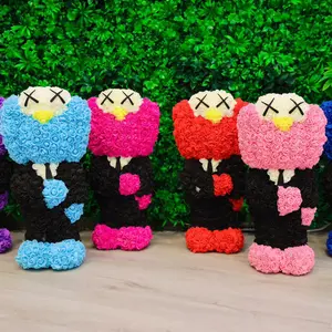 KAWS inspired floral figure (20 inches) Cartoon Housewarming Sculpture Box Flower Decor Gift Lightweight