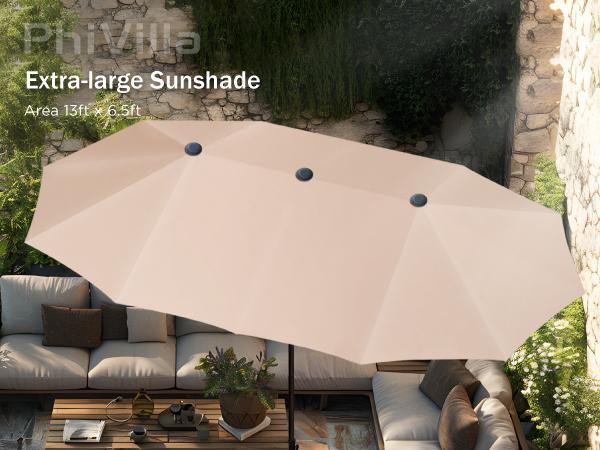 [LIVE] Sophia&William Patio Umbrella Double-Sided Outdoor Market Extra Large Umbrella with Crank Modern Led