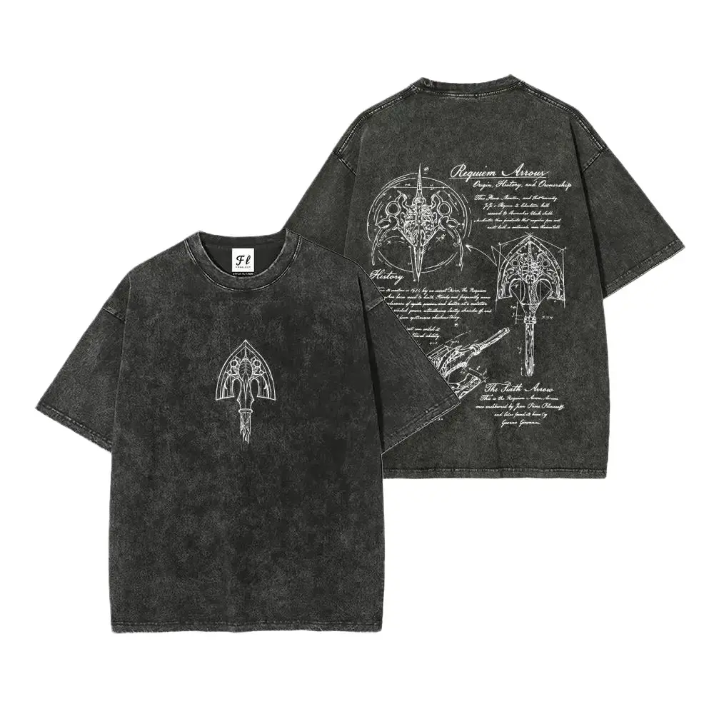 Men's Classic T-Shirt, Jojo's Bizarre Adventure Golden Wind Arrow Graphic, Unisex Retro Wash Cotton Short-Sleeve Top, Basic, Hem, Shortsleeve, Menswear, Casual, Fabric, Round Neck Soft Garment, Streetwear, Vintage Graphic Tees, Jeans, Matching, Simple, Cl