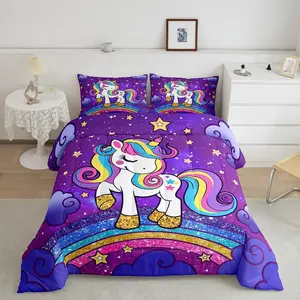 Unicorn Bedding Set,Cute Unicorn Comforter Set,Ultra Soft Comforter,Unicorn Duvet Set,Room Decor Cute Animal Decor Quilt Set