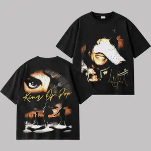 Michael Jackson “King of Pop” Vintage Washed T-Shirt, Classic Pop Music Graphic Tee, Retro Washed Cotton Shirt, Iconic MJ Fan Merch, Oversized Streetwear Graphic Tee, 90s Music Legend Inspired Outfit