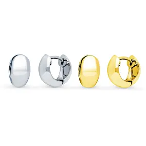 Dome Huggie Earrings in Gold Flashed Sterling Silver, 2 Pairs