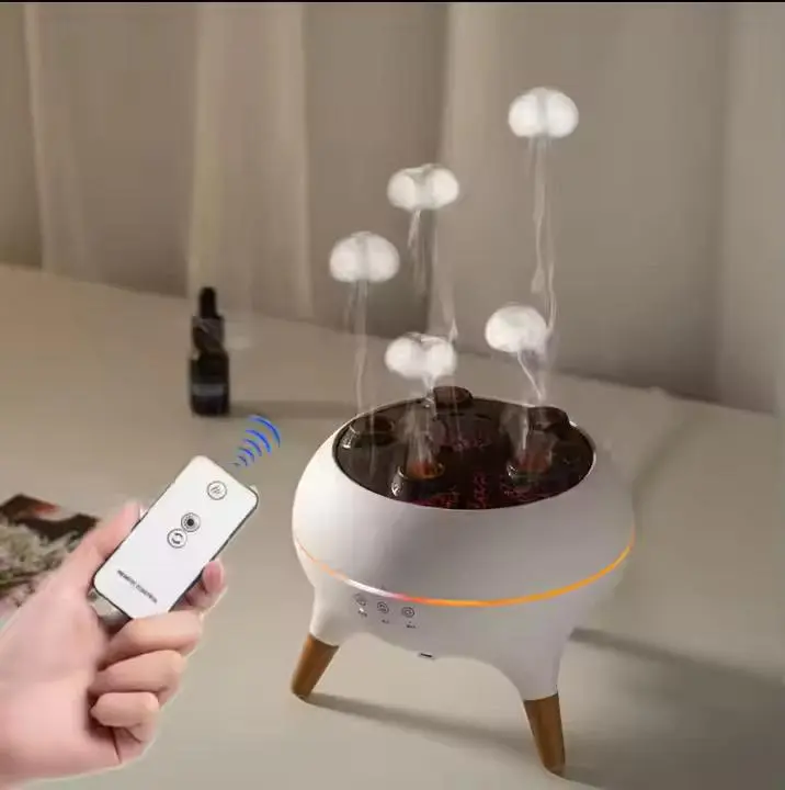 Halloween Gift New dynamic multi-spray aromatherapy machine desktop flame humidifier remote control aroma diffuser Jellyfish Multifunction Gifts and Presents