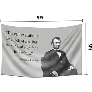 Honest Abe Flag Lincoln Quote 3x5 Feet Durable Banner with Brass Grommets for Man Cave College Dorm Room Decor Outdoor Parties Gifts Tailgates