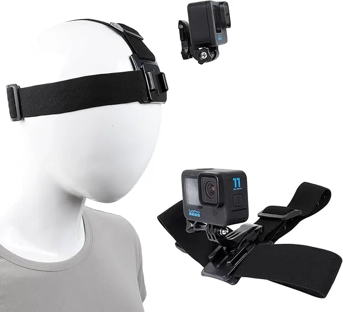 PellKing Quick Release Head Strap Mount Compatible with GoPro Hero 13 12 11 10 9 8 7 6 5 Blcak,Insta360 X3 X2 RS R/DJI Osmo Action 5 4 3 2 Camera Head Holder, Action Camera Mount, Adjustable, Sports Camera, Durable