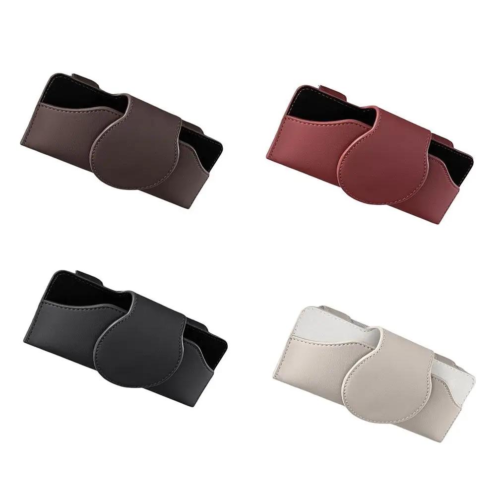 PU Leather Car Glasses Case Anti-Scratch Eyeglass Case Car Sunglasses Holder Wear-Resistant Shock-proof Sun Visor Storage Box