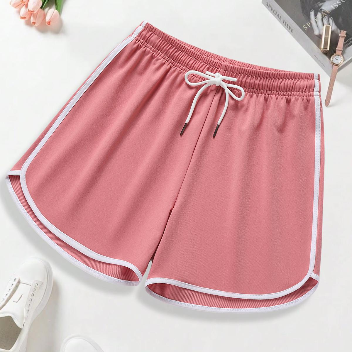 4-pack women’s summer athletic shorts, solid basic style that pairs well, soft sleep shorts for home wear, with pockets and a drawstring waist, running and yoga shorts