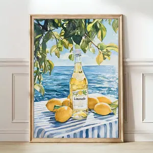 Limoncello Print Amalfi Print Lemon Print Amalfi Coast Poster Cocktail Print Kitchen Print Italy Kitchen Poster Italy Wall Art, Unframed