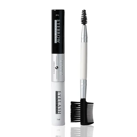 2-in-1 Eyelash & Eyebrow Growth Serum - Lash & Brow Enhancer for Longer, Fuller, Thicker Lashes & Brows - Prostaglandin-Free Vegan Formula | Peptides, Ginseng, Hyaluronic Acid & Panthenol | Dual Applicators, 3-Month Supply | by KLEEM ORGANICS | 0.34 fl oz