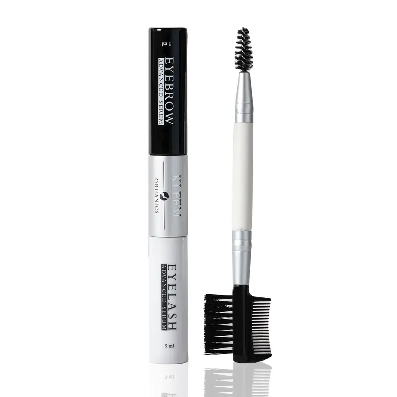 2-in-1 Eyelash & Eyebrow Growth Serum - Lash & Brow Enhancer for Longer, Fuller, Thicker Lashes & Brows - Prostaglandin-Free Vegan Formula | Peptides, Ginseng, Hyaluronic Acid & Panthenol | Dual Applicators, 3-Month Supply | by KLEEM ORGANICS | 0.34 fl oz