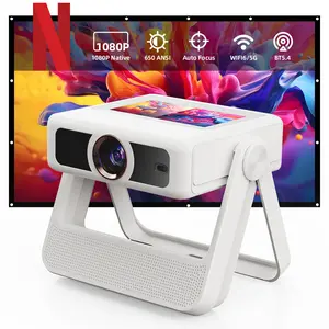 XBJ 4K Decoding Projector, 650 ANSI Lumens Smart Touchscreen Projector, WiFi6 & 5G Dual Band, Native 1080P，Android 11, Bluetooth 5.4, Wireless Casting for Outdoor Movies Home Theater