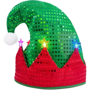 X-KCP13   Elf Hat Felt Elf Hat with Jingle Bells Santa Hats Hat Great Holiday Party Costume New Year Gift Ideas and Accessory
