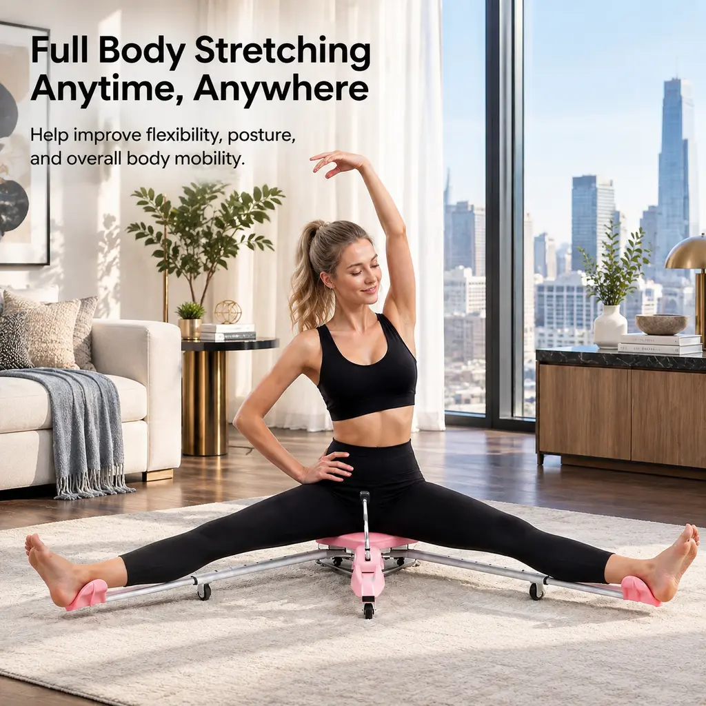 Adjustable Leg Stretcher Machine with Backrest, 0-180° Split Stretch Trainer, Foldable Home Flexibility Training Equipment for Yoga, Dance & Gym Workout