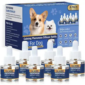 Dog Calming Diffuser Refills 6 Pack Pheromone Appeasing Pet Pheromones Refill 48ml to Calm for Anxiety Relief Reduce Aggression Stress Fighting Barking Fit Common Diffusers Plug in 180 Day(Tasteless)