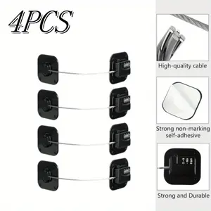 4 Pcs Cabinet Locks with Combination,Drawer Lock,Younger Proof Refrigerator Lock,Younger Safety Locks for Cabinets (White/Black)