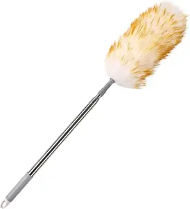Lambswool Duster for Cleaning with Non-Slip Handle 98.4" Removable Retractable  Duster for Cleaning Ceiling Fans Window Blinds Interior Roof Furniture(1PCS)