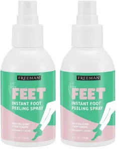 Freeman Flirty Feet Coconut and Aloe Instant Peeling Foot Spray, Softening Foot Peel Mask Exfoliates & Removes Dead Skin, Moisturizes Dry Feet, Clean Ingredients, 4 fl.oz./ 118 ml Bottle (Pack of 2)
