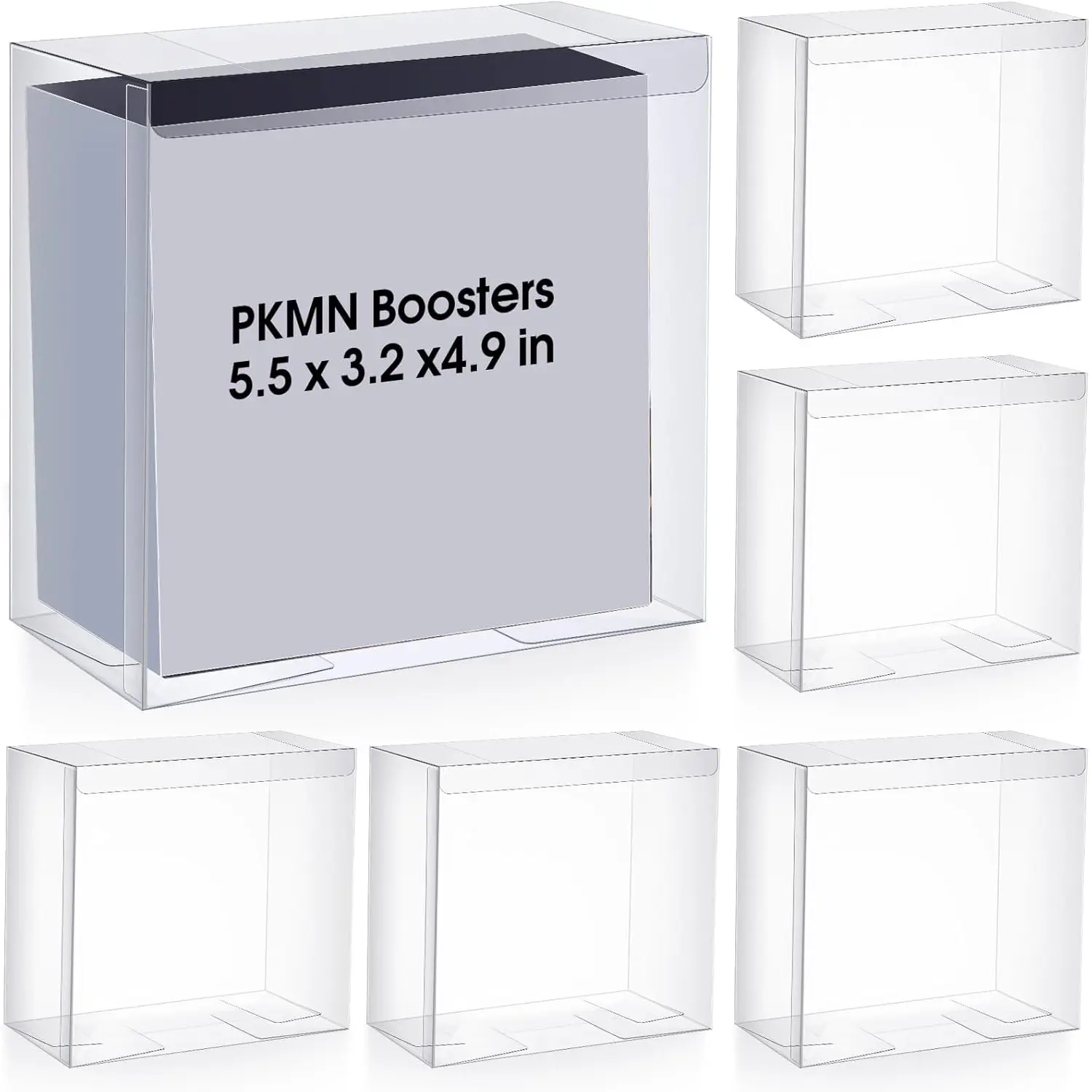 booster box plastic protector Dinavio Crafthouse PKMN 5 Pack - Booster Box Case Display Protectors - Compatible with English Modern PKMN Booster Boxes Made from ultra Clear Booster Box Protector Pokemon