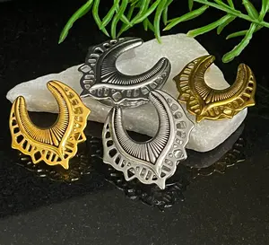 PAIR of Beautiful Wishbone Spine Shield Saddle Surgical Steel Ear Spreader Hanger-Tunnels/Plugs - Gauges 0g (8mm) thru 1" (25mm)