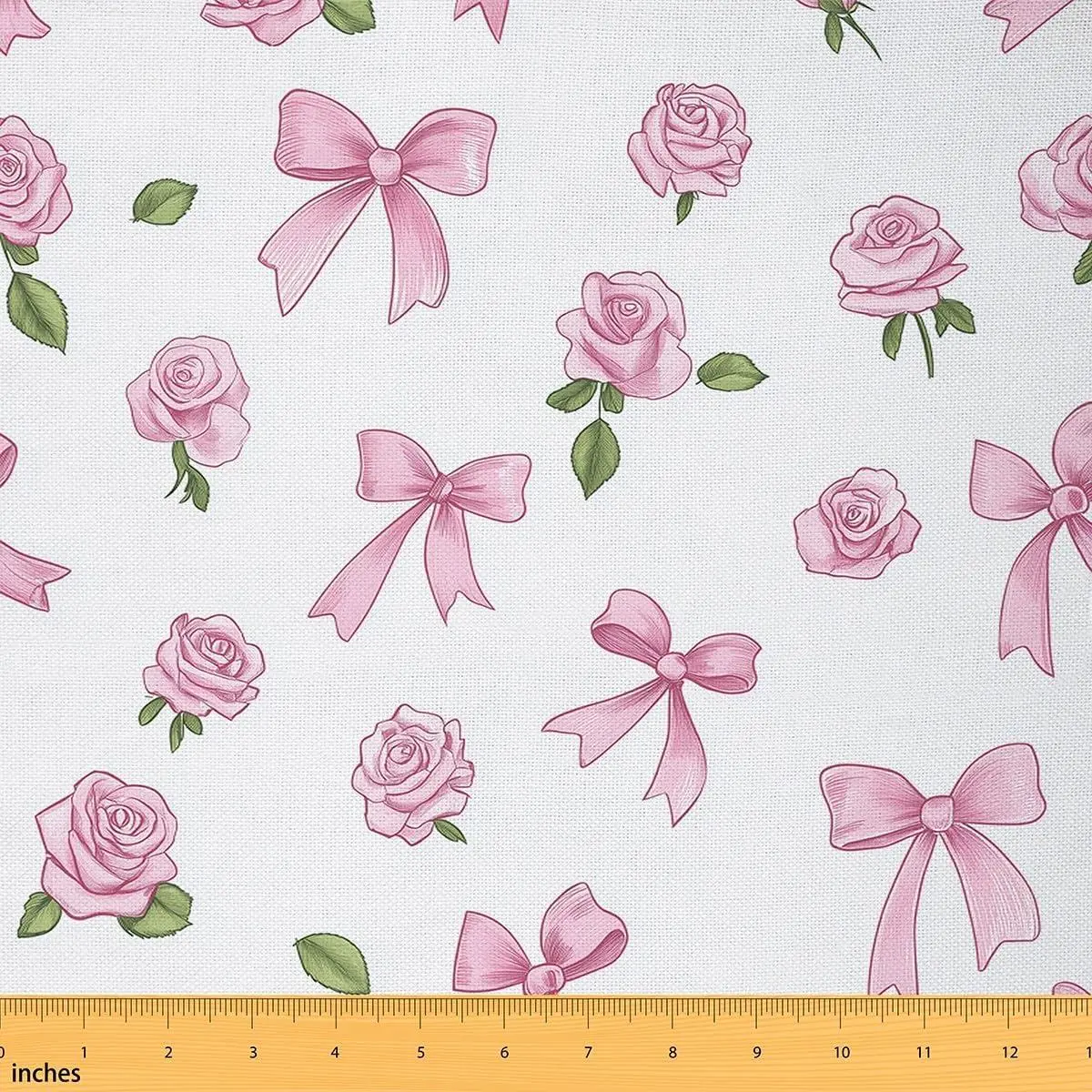 Pink Bowknot Fabric,Rose Flowers Soft Flannel Polyester No Stretch Fabric,Princess Bows Decor,Women Crafts & Sewing Supplies DIY Fabric
