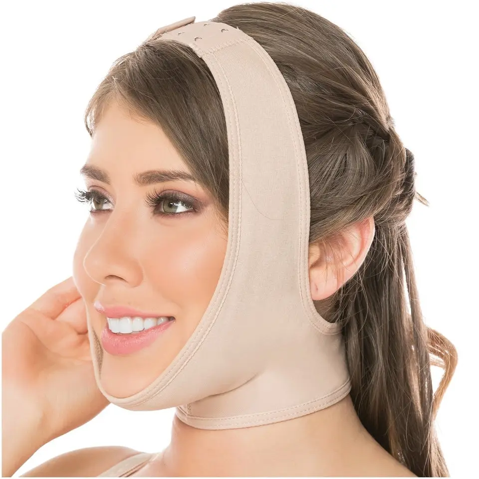 Fajas Salome 0322 Post-Surgery Chin Compression Strap with High Compression, Powernet, Recovery Routines, Adjustable, Support, Compression Support Shapewear Belts, High Compression Shapewear Belts