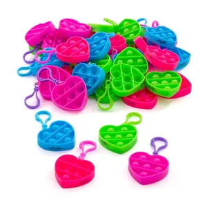 Colorful Mini Heart Lotsa Pops Fidget Toy Keychains - 144 Pc.