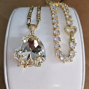 white te amo necklace gold-plated