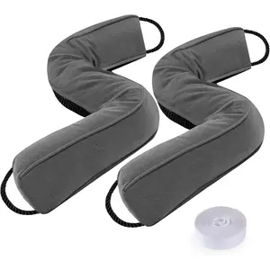 2 Packs 34 Inches 2.1LBs Weighted Door Draft Stopper Filled with Beads & Cotton, Removable Machine Washable Sound Door Draft Blocker with Anti-Abrasion Bottom for Door, Gray