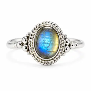 Handmade 925 Sterling Silver Ring with Natural Labradorite