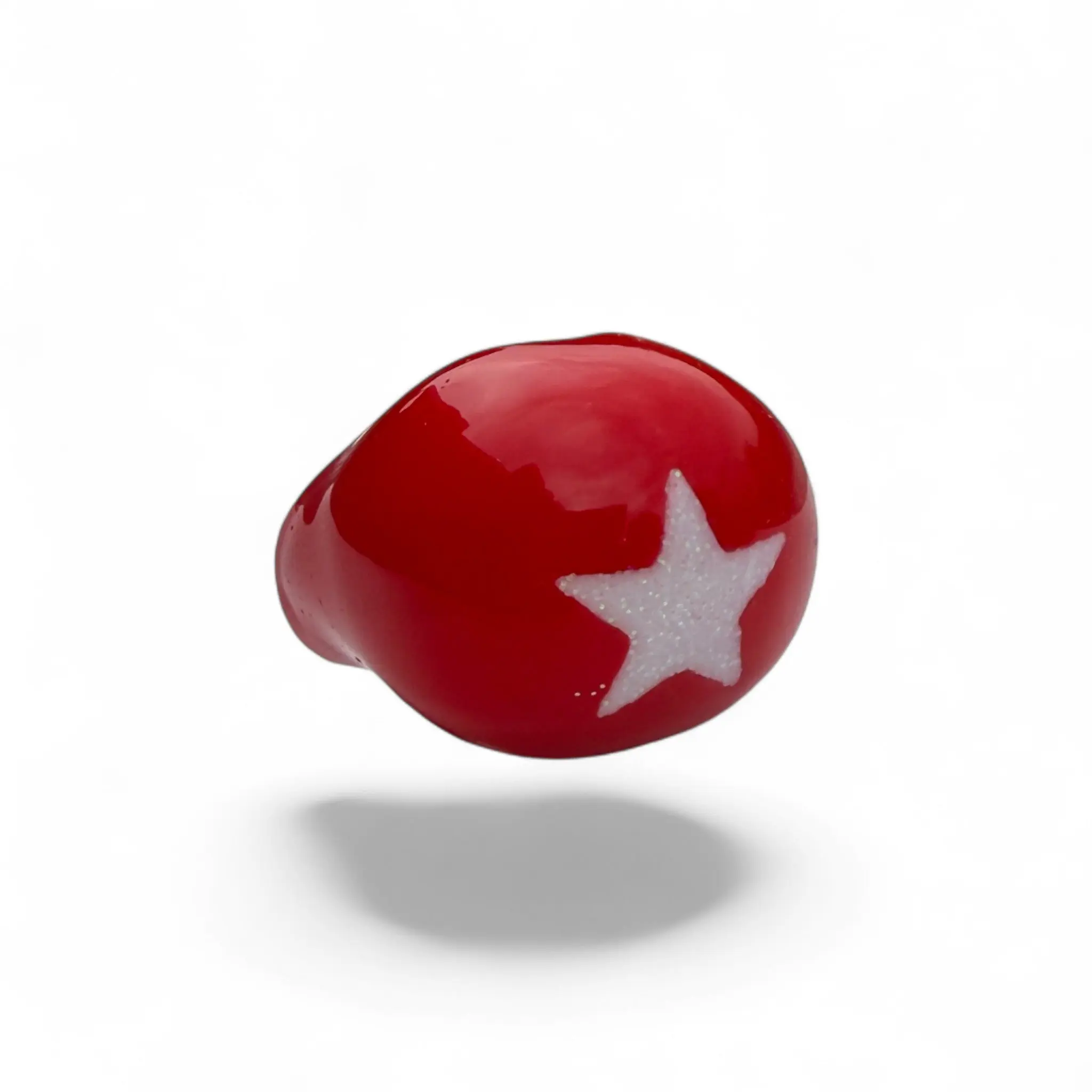 Star Nose Series - Gloss Finish Silicone Clown Nose with White Glitter Star Design – Available in Classic, Joan Mankin, Julie Goell & BOZO Shapes | Fun Red or Custom Colors Costume Accessory for Adults & Performers