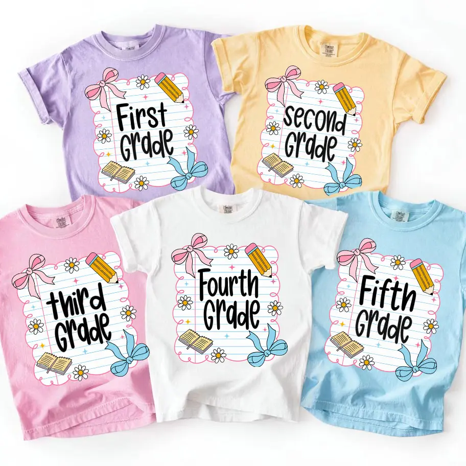 Preppy Back To School Youth Tee, Pre-K To Fourth Grade Tee, Preppy Teacher Shirt, First Day Of School Tee