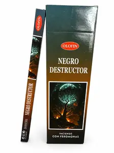 OLOFIN Negro Destructor Incense - 8 Count - Remove Negative Energy & Spiritual Blockages - Enhance Protection & Personal Power - Pheromone-Infused