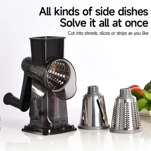 3 in 1 Rotary Cheese Grater Versatile Manual Vegetable Slicer Peanut Nuts Grinder Cheese Vegetable Shredder Kitchen Essential Tool Vegetable Cutter