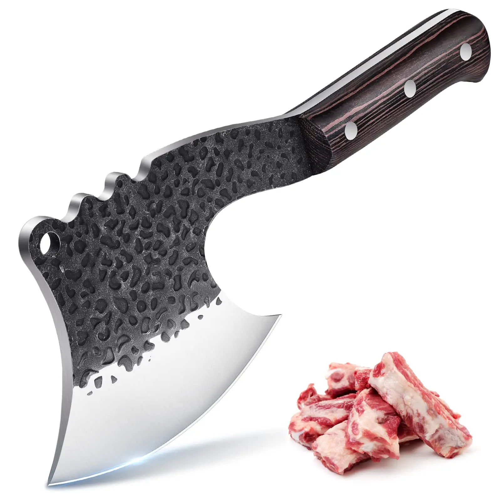 Dream Reach Handmade Meat Bone Cleaver Knife Heavy Duty Butcher Axe Hand Forged Full Tang Chopper for Kitchen Outdoor Christmas Father Gifts Idea Men–