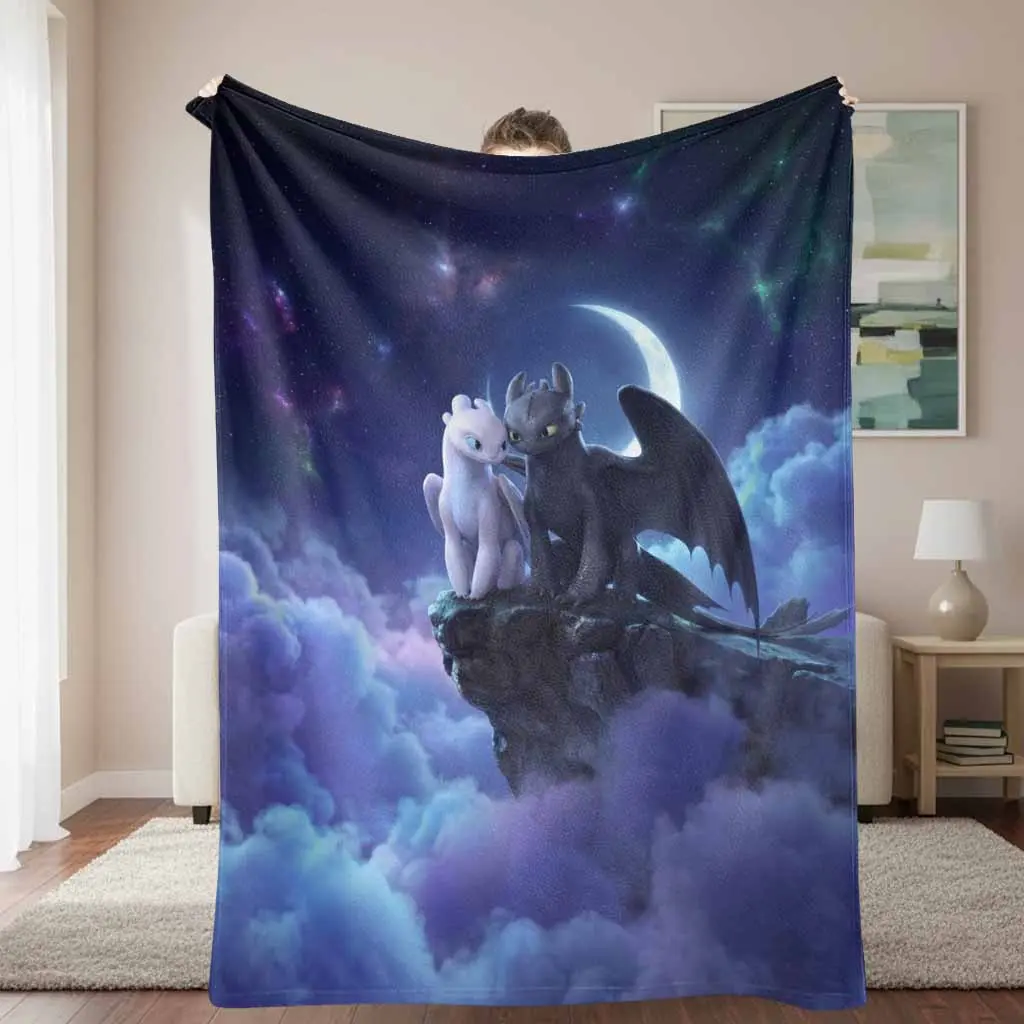 Dreamworks Night Fury Toothless Decorative Flannel Blanket - Fluffy Soft, Cozy, Warm, Lightweight, Breathable, Hypoallergenic, Ideal for Bedroom & Travel, Perfect Gift for Movie Fans, Decorative Blanket, Fluffy Soft Blankets