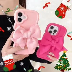 A stylish and adorable anti-slip, shockproof Protective phone case cover with a large bow design. Compatible with iPhone 17 16 15 14 13 12 11 Plus Pro  Max, and Air models. Also compatible with Samsung S21 S22 S23 S24 Pro Plus FE Ultra，Christmas Gifts