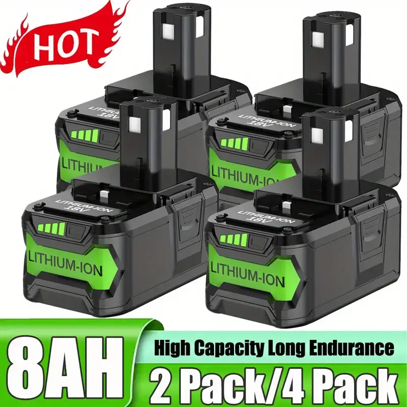 4Pack 18V 8.0Ah Battery ReplacementCompatible with Ryobi 18V Lithium-ionBattery P108 P109 Cordless Tool Battery drill electrical portable