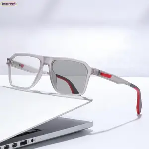 Light-sensitive color-changing myopia glasses, spring-footed glasses frame, flat glasses, non-slip glasses frame, anti-blue light myopia glasses.