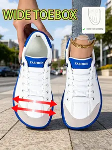 Women Wide Toe Box Barefoot Sneakers Minimalist Shoes Casual Board Shoes Flat Walking Shoes Trendy Walking Shoes for Wide Feet Flexible Sole Breathable Non Slip